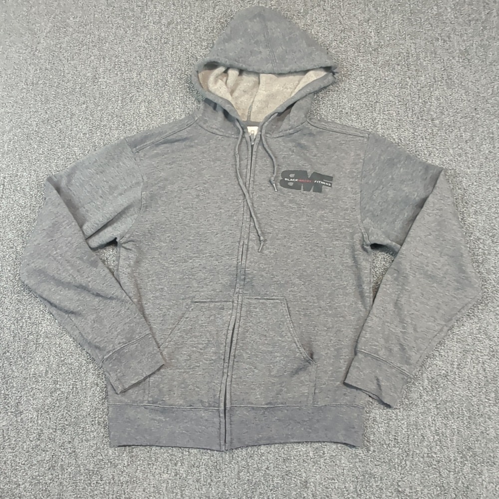 Black Market Fitness Athleisure Zip Up Hoodie Womens Large Gray BMF Graphic